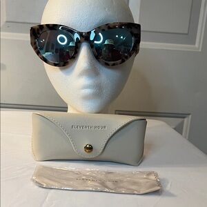 Tortoiseshell Cat-Eye Sunglasses with Blue Lenses